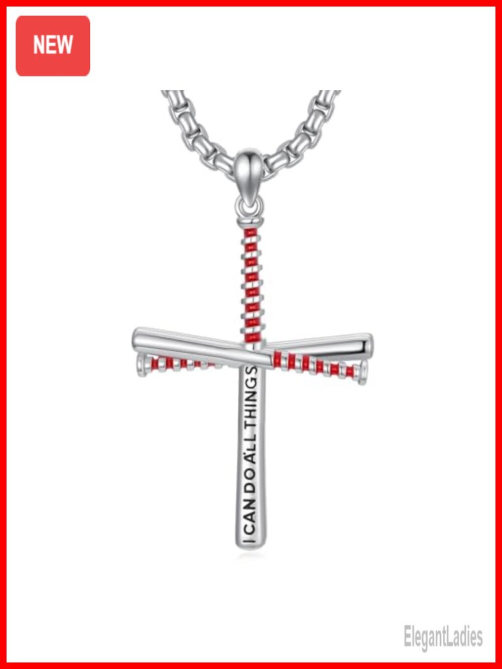 Sterling Silver Baseball Cross Necklace 925 Heart Pendant Sports Jewelry Gift